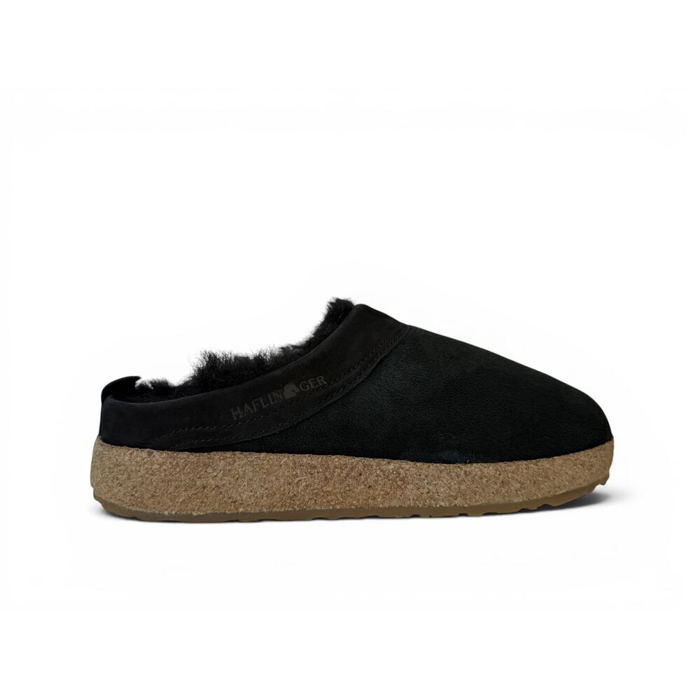 Haflinger‎ Snowbird Shearling Clogs Womens 6 EU 37 Black Lambskin Cork Sole